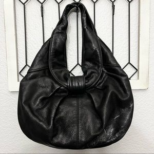 Kooba Metallic Black Leather Pamela Hobo Bag